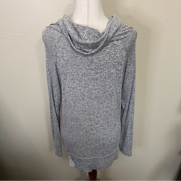 PerSeption Concept Grey Black White Long Sleeve Cowl Neck Sweater Size Large L - Picture 4 of 5
